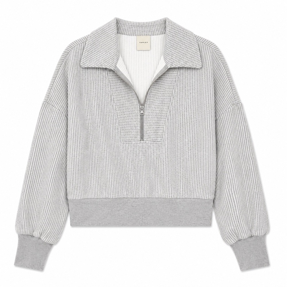 Varley Blair Half Zip Rib Sweatshirt Medium Quiet Luxury Pullover